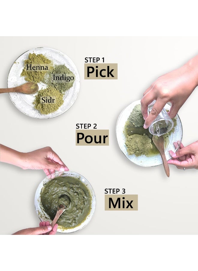 minature Pack of 3, Natural And Organic Henna, Sidr, & Indigo Powder| Sourced from natural ingredients | Hair Mask For Hair Growth, Conditioning, and natural color | Chemical free| Unisex | (227g *3) - Image 2