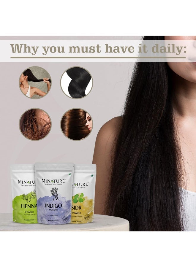 minature Pack of 3, Natural And Organic Henna, Sidr, & Indigo Powder| Sourced from natural ingredients | Hair Mask For Hair Growth, Conditioning, and natural color | Chemical free| Unisex | (227g *3) - Image 3