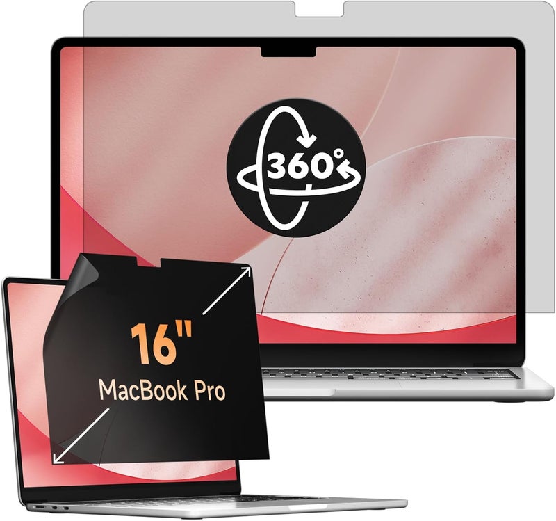 Mamol 360° Privacy Filter for MacBook Pro 16 Inch (2021-2024, M1, M2, M3, M4), Anti-Spy Filter/Light Blue Privacy Screen Filter 16.2 Inches - Image 1