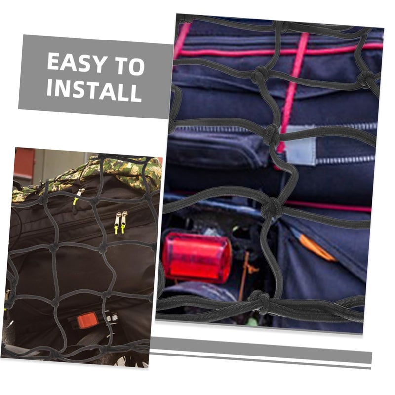 2pcs Black Cargo Net Stretchable Bungee Net for Luggage Helmets on Bikes Electric Vehicles Easy Installation - Image 4
