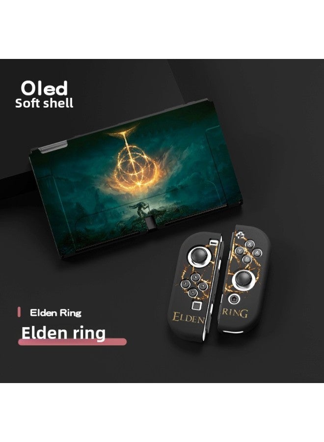 Nintendo Switch Oled TPU Matte Protective Case Embossed Color Printing Split Soft Case-Product Color:Elden Law Ring  - Image 1
