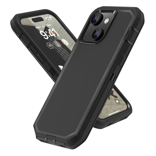 Sansunto for iPhone 15 Plus Case & iPhone 14 Plus Phone Case, Full Body Protection Heavy Duty Shockproof 3 in 1 Silicone Rubber Rugged Durable Bumper Cover for Men & Women. (Black) - Image 1