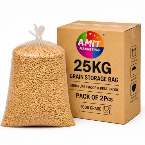 Amit Marketing EVOH Hermetic Grain Storage Bags 25kg | Long-Term Dry Grain Storage Solution - Moisture-Proof & Pest-Resistant Barrier Bags for Rice, Wheat, Pulses, Corn & More (Pack Of 2) - Image 1