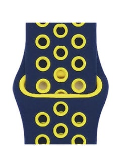 Suitable For Apple Two-color Silicone Nike Strap Nike Hole Apple Iwatch Breathable Sports Watch Strap-Color:35 Midnight Blue + Dark Yellow-Specifications:38/40/41mm-S