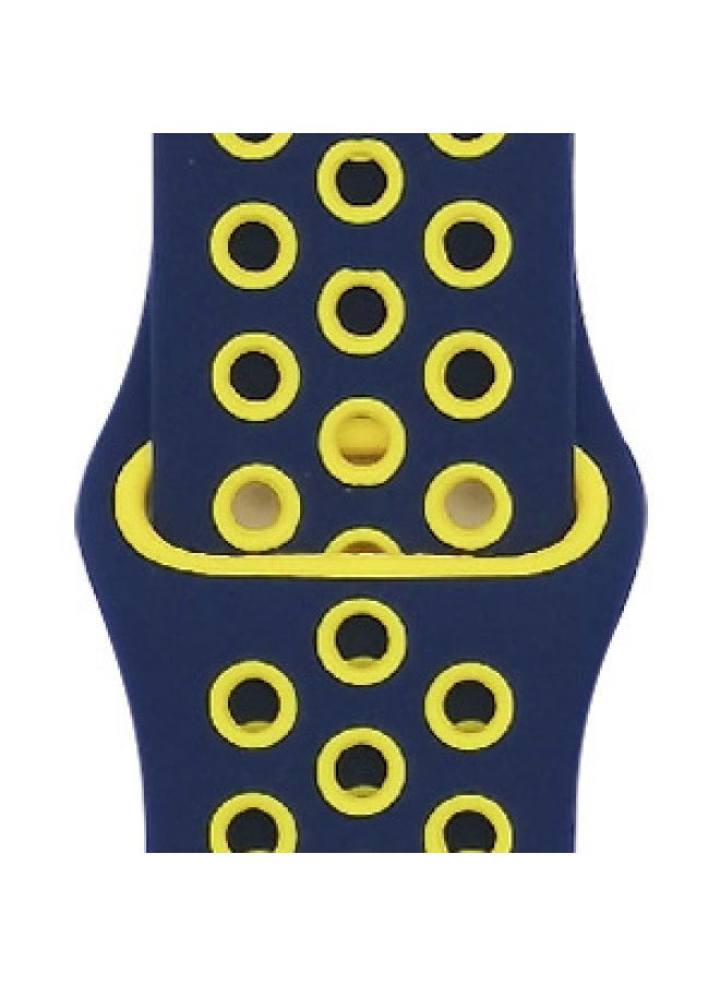 Generic - Suitable For Apple Two-color Silicone Nike Strap Nike Hole Apple Iwatch Breathable Sports Watch Strap-Color:35 Midnight Blue + Dark Yellow-Specifications:38/40/41mm-S - Image 1