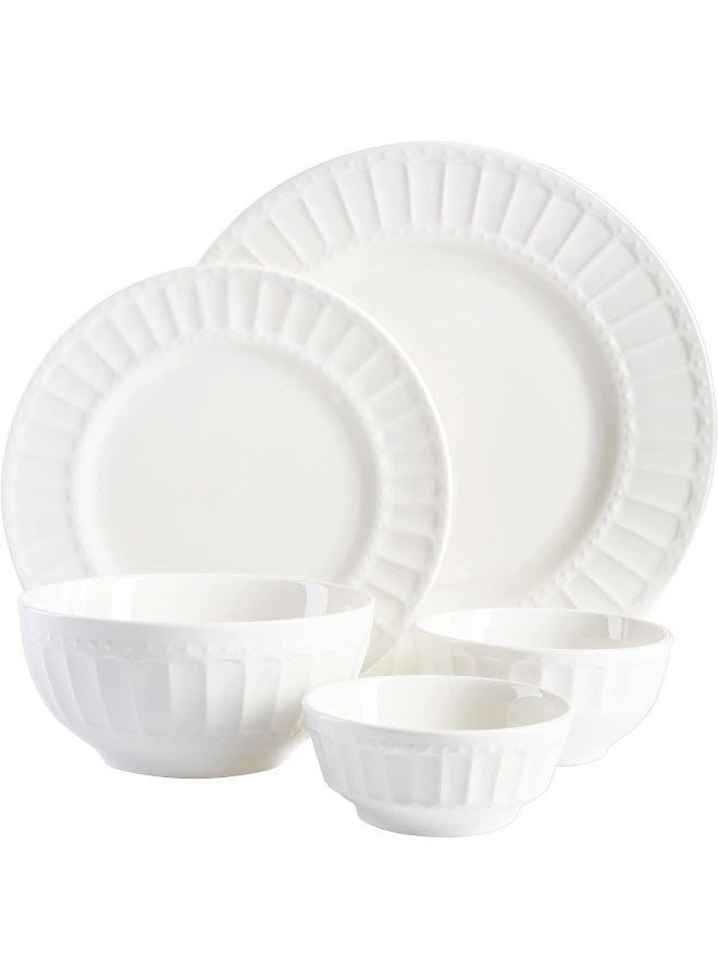 Gibson Home Zen Buffet Porcelain Dinnerware Set Service for 8 40pcs White Embossed - Image 2