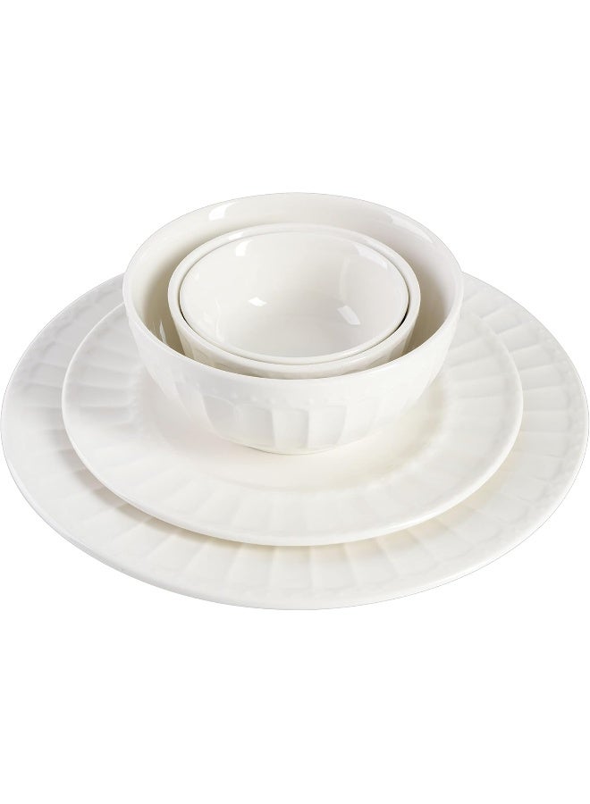 Gibson Home Zen Buffet Porcelain Dinnerware Set Service for 8 40pcs White Embossed - Image 3