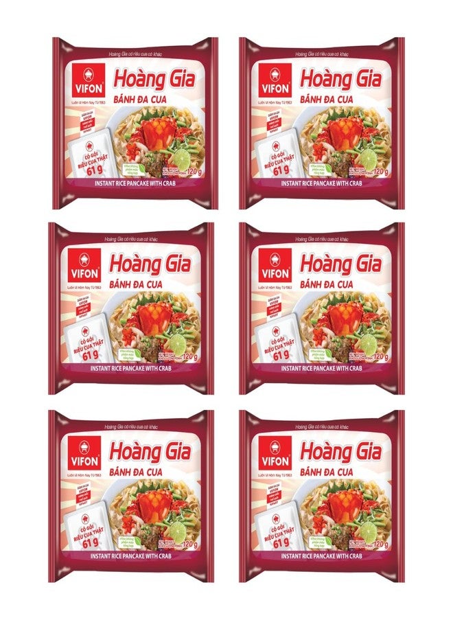VIFON Hoang Gia Instant Brown Rice Noodles with Crab (Banh Đa Cua) - Authentic Vietnamese Soup, Real Crab Flavor, 120g (Hoang Gia Crab Brown Rice (BUNDLES)) - Image 1