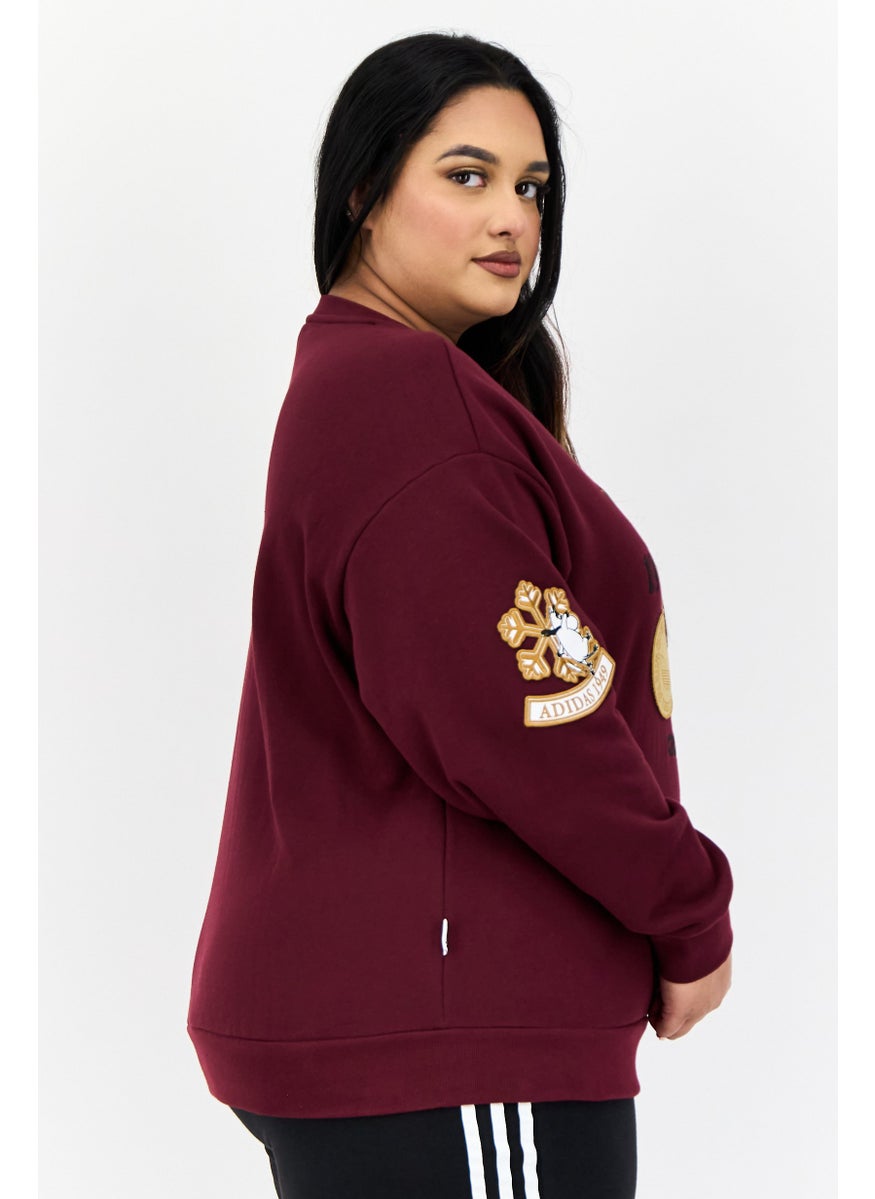 adidas Originals - Adidas Originals x Moomin Women Sportswear Fit Long Sleeve Outdoor Sweatshirt, Maroon - Image 1