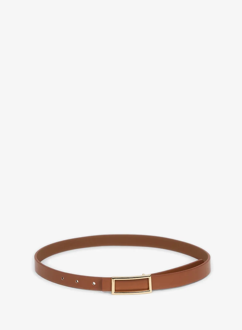 Woman Rectangle Clasp Faux Leather