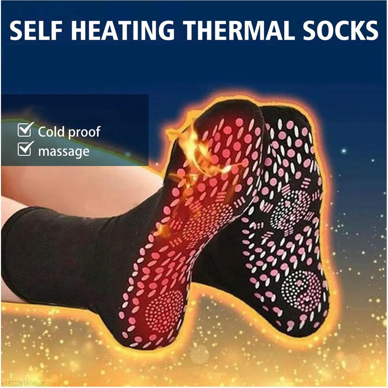 WenFeng 3 Pair Tourmaline Thermal Circulation Acupressure Self-Heating Shaping Socks,AFIZ Tourmaline Health Sock,Foot Massage Thermotherapeutic Sock(Black) - Image 3