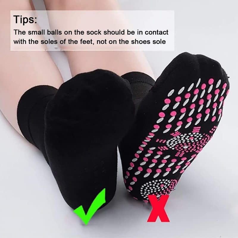 WenFeng 3 Pair Tourmaline Thermal Circulation Acupressure Self-Heating Shaping Socks,AFIZ Tourmaline Health Sock,Foot Massage Thermotherapeutic Sock(Black) - Image 5
