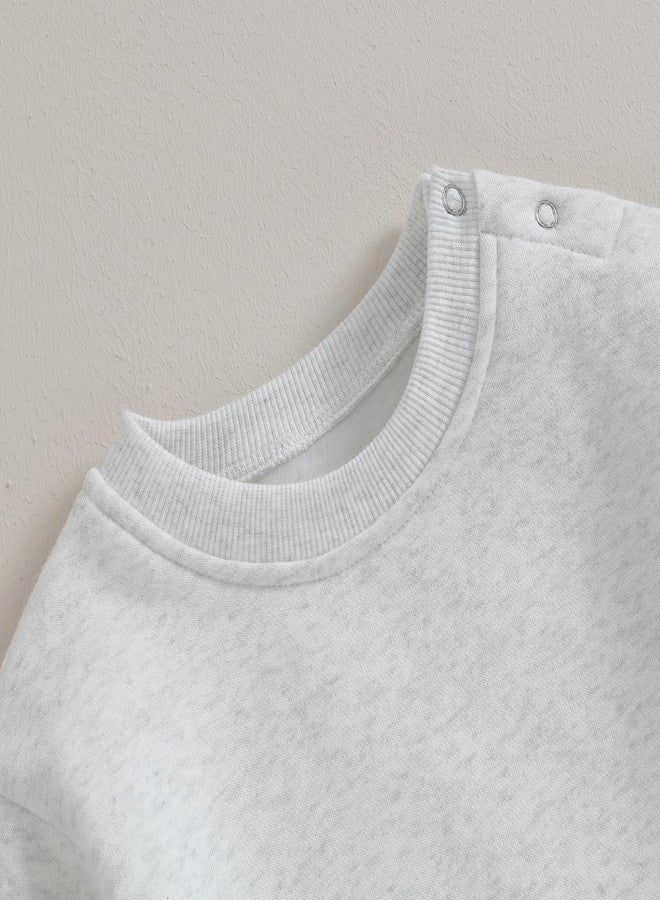 Lukivech Newborn Baby Boy Girl Clothes Basic Solid Color Fleece Long Sleeve Romper Jumpsuit One-Piece Bodysuit Winter Clothes (Light Gray, 3-6 Months) - Image 4
