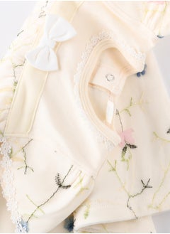 Tiny Hug Embroidered Floral Dress with Lace Trim for Babies  - Image 4