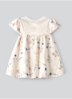 Tiny Hug Embroidered Floral Dress with Lace Trim for Babies  - Image 2