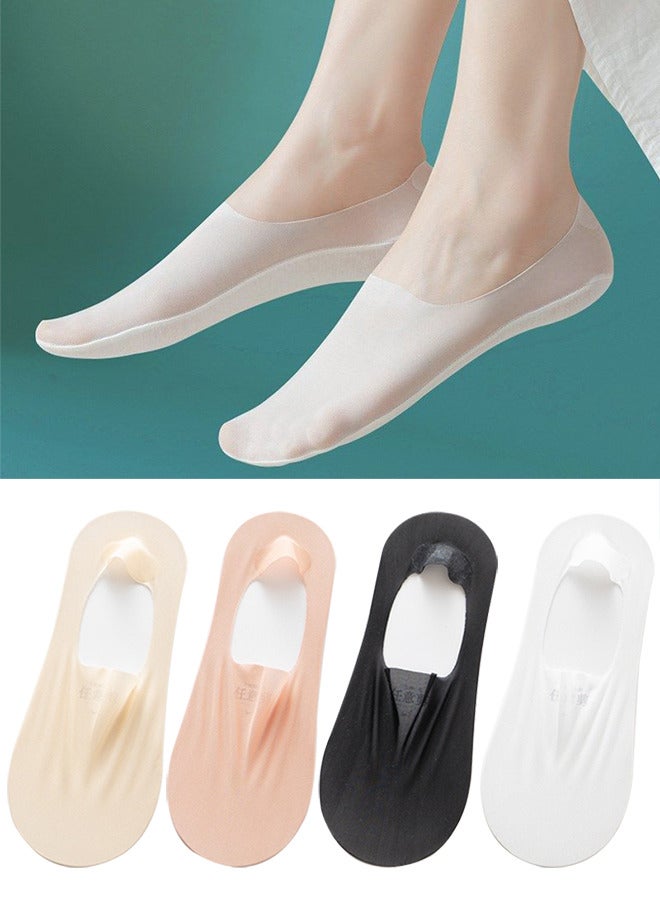 4 Pairs women Invisible socks Non-slip Ice Silk Socks Ice Silk Breathable Socks - Image 1