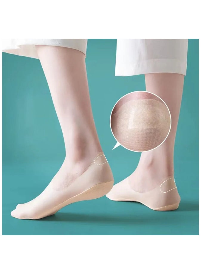 4 Pairs women Invisible socks Non-slip Ice Silk Socks Ice Silk Breathable Socks - Image 2