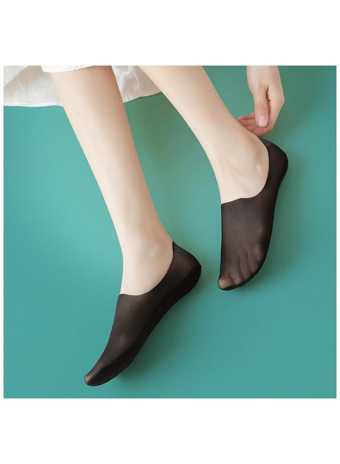 4 Pairs women Invisible socks Non-slip Ice Silk Socks Ice Silk Breathable Socks - Image 4