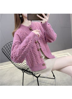Generic Spring Autumn Season Women Short Sleeve Knitted Open Shirt Small Personality Ladies Wool Coat Fashionable Top 1255 Khaki  - Image 2