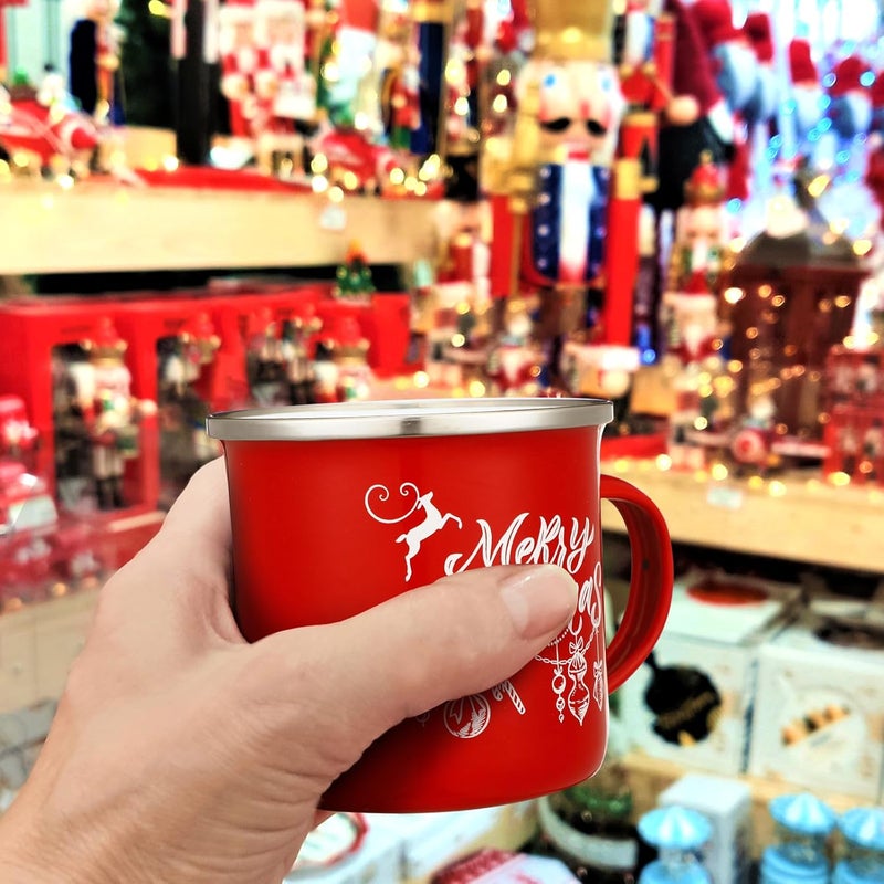 Uiifan 12 Pieces Christmas Holiday Coffee Mugs with Quotes12 oz Enamel Festive Coffee Cup Seasonal Enamel Coffee Mug for Women Coworkers Gifts Camping Hot Chocolate Red WhiteFresh - Image 3