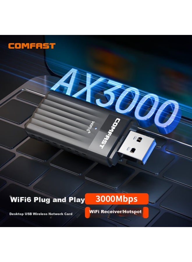 Comfast Ax3000 Driver-free Usb Wireless Network Card Wifi6 Desktop Laptop Dual-band 5g Gigabit 3000m High-speed Wifi Receiver Cf-970ax - Image 1