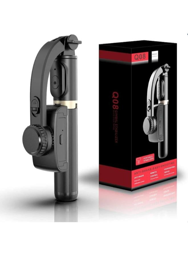 Q08 Gimbal Stabilizer for Smartphone with Extendable Bluetooth Selfie Stick and Tripod, Multifunction Remote 360 Automatic Rotation, for iPhone/Android - Image 1