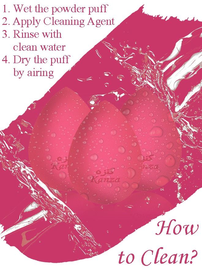 Kanza Makeup Sponge Blender Professional Beauty Sponge Foundation Blending Blender Flawless for Cream Powder and Liquid Makeup Puff Pink - Image 2