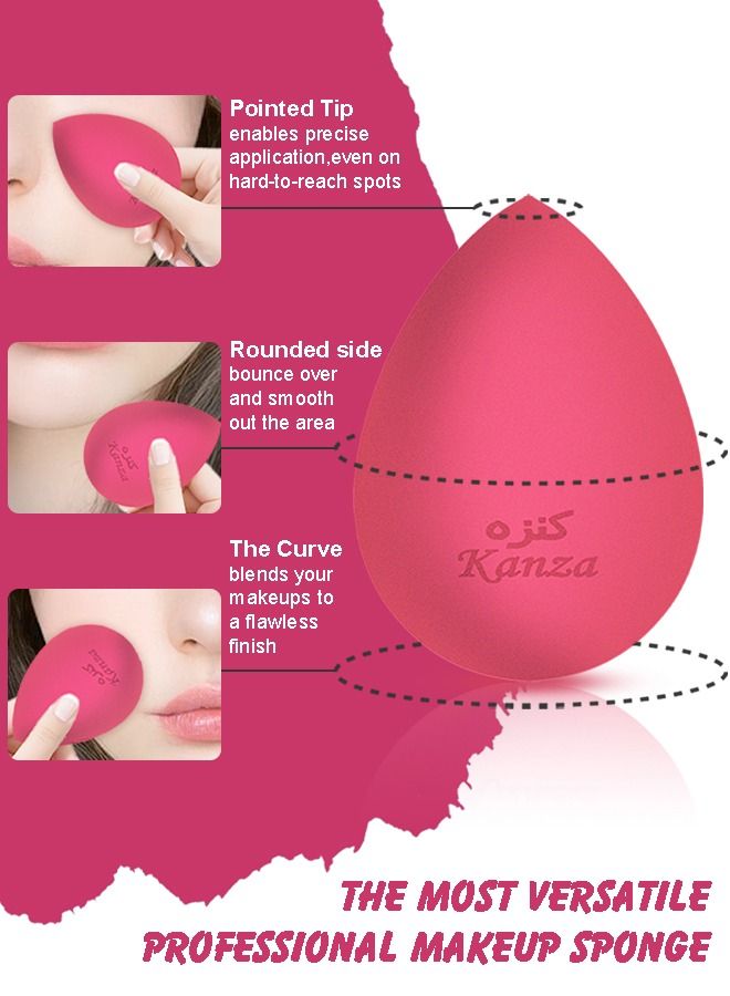 Kanza Makeup Sponge Blender Professional Beauty Sponge Foundation Blending Blender Flawless for Cream Powder and Liquid Makeup Puff Pink - Image 4