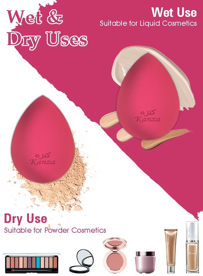 Kanza Makeup Sponge Blender Professional Beauty Sponge Foundation Blending Blender Flawless for Cream Powder and Liquid Makeup Puff Pink - Image 3
