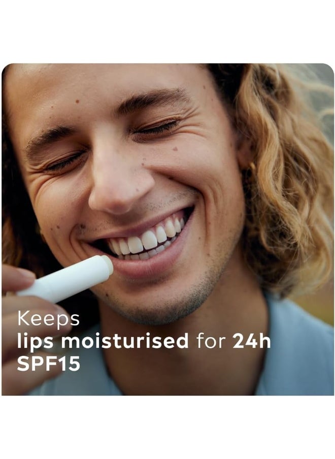 Labello - Labello Men Active Lip Balm, SPF 15, 24H Melt-In Moisture, with naturally derived ingredients, Mineral Oil Free, Fragrance Free, 4.8g - Image 1