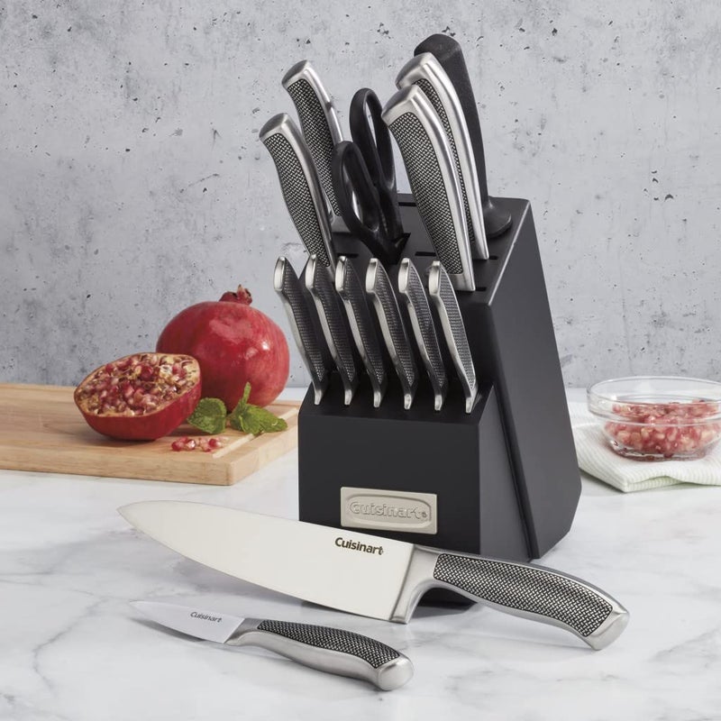 Cuisinart CUISINART Block Knife Set, 15pc Cutlery Knife Set with Steel Blades for Precise Cutting , Lightweight, Stainless Steel, Durable & Dishwasher Safe,C77SS-15P  - Image 4