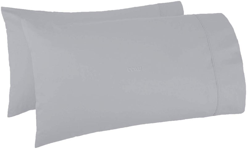trendbeddingmart TBM Oversize Pillow Case Extra Large Fits Even The Fluffiest Pillows Including The Pancake Pillow Extra Tall Pillowcase Luxury 100% Egyptian Cotton 600 Thread Count(Queen  Silver) - Image 1