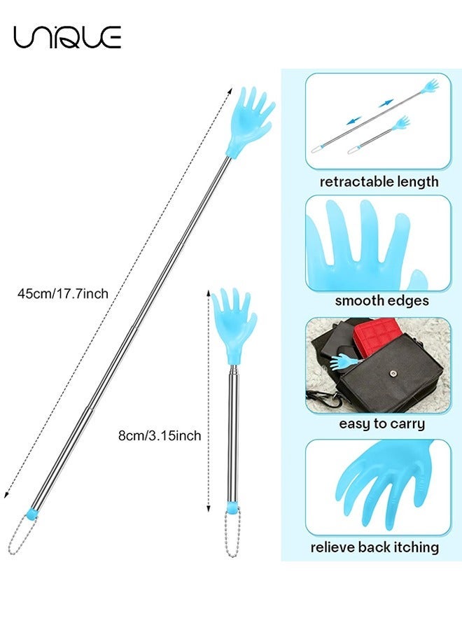 Unique 6 Packs Back Scratcher, Portable Extendable Backscratchers 17.5in Long Telescoping Massage Tool Eliminating Back Itching for Women Men Kids - Blue and Yellow - Image 2