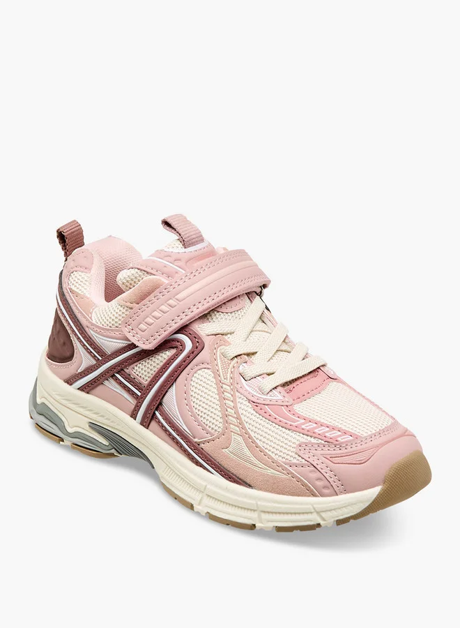 ليتل ميسي Panelled Sneakers with Hook and Loop Closure