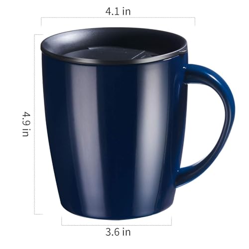 PARACITY Insulated Coffee Mug Stainless Steel Coffee Mug with Lid Handle Double Wall Vacuum Travel Mug Camping Tumbler Cup Men Women 12 oz (Blue) - Image 2