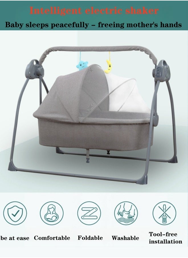 Baby Bouncer Baby Electric Crib Cradle Rocking Chair Children's Furniture For Sleeping Removable Seat Adjustable Canopy Rocker Bassinet Napper With Adjustable Speed, Bluetooth Music, Pillow and Pad - pzsku/Z7F5C31DFB9FCE3767477Z/45/_/1704120605/b81eb969-f831-4910-877e-d1291bf75979