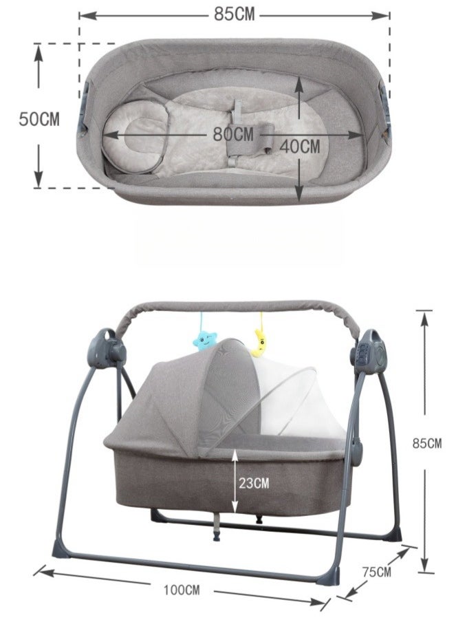 Baby Bouncer Baby Electric Crib Cradle Rocking Chair Children's Furniture For Sleeping Removable Seat Adjustable Canopy Rocker Bassinet Napper With Adjustable Speed, Bluetooth Music, Pillow and Pad - pzsku/Z7F5C31DFB9FCE3767477Z/45/_/1704123188/7e94763c-5874-43ff-9b27-2c9a0b6b76f0