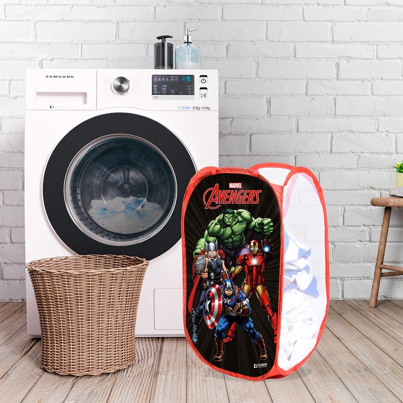 Kuber Industries Laundry Basket | Marvel Avengers & Spiderman Net Foldable Laundry | Nylon Storage Basket with Handle | Toy Storage Basket | 30 LTR | Pack of 3 | Multicolor - Image 4