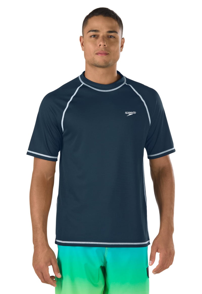 Speedo Men's Uv Swim Shirt Short Sleeve Loose Fit Easy Tee, New Navy, Uv Swim Shirt Short Sleeve Loose Fit Easy Tee - Image 1