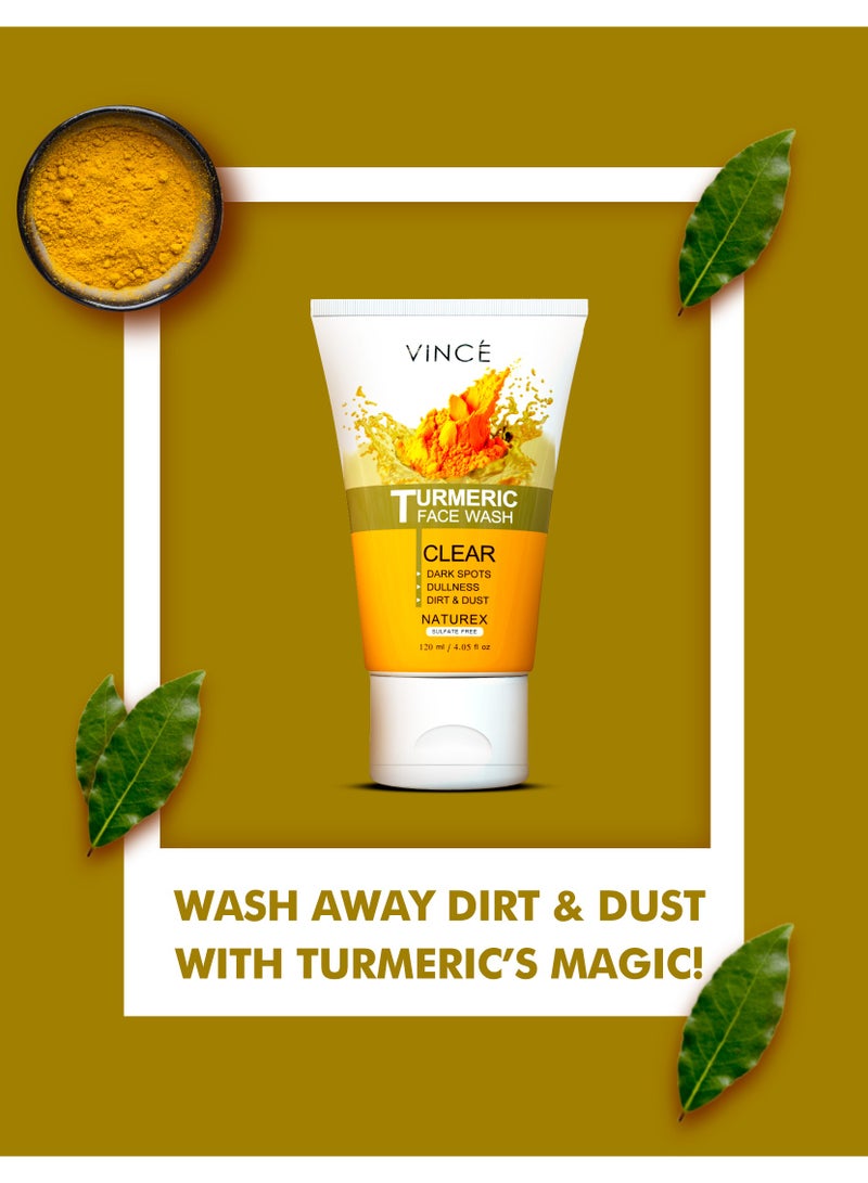 VINCE Turmeric Face Wash – Detoxifies Pores and Removes Dirt and Impurities – Purifies Skin, Reduces Dark Spots and Dullness – Brightens and Refreshes Skin – Sulfate-Free, 120ml - Image 3