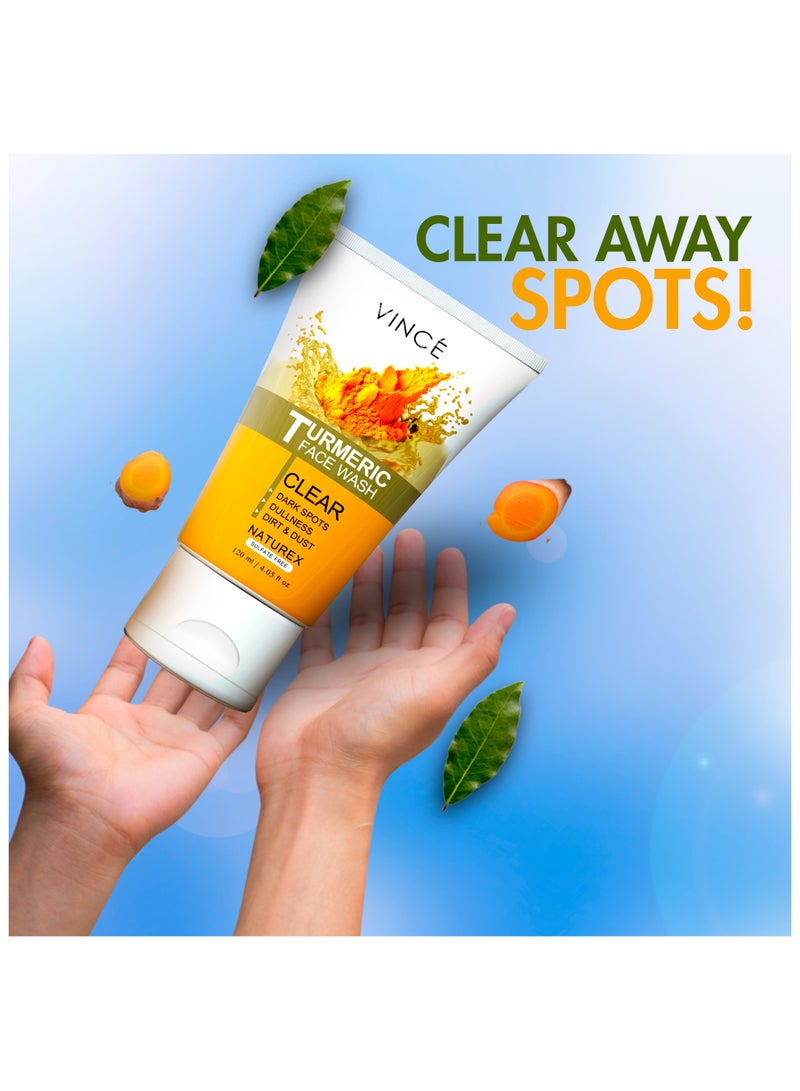 VINCE Turmeric Face Wash – Detoxifies Pores and Removes Dirt and Impurities – Purifies Skin, Reduces Dark Spots and Dullness – Brightens and Refreshes Skin – Sulfate-Free, 120ml - Image 4