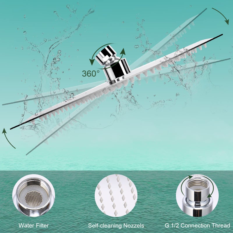 HarJue Filter Shower Head, High Pressure 8 Inch Rainfull with Filter Combo for Hard Water, Remove Chlorine Fluoride and Harmful Substances- 1 Replaceable Filter Cartridge (Square, Chrome) - Image 2