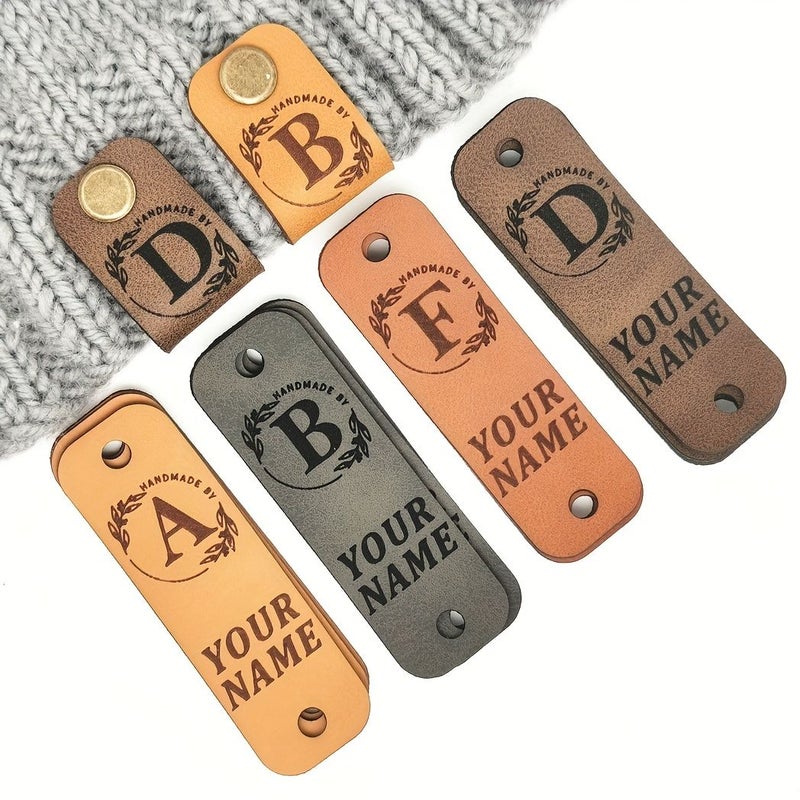 Custom Orange Artificial Leather Label Set With 20 Labels And 20 Sets Of Chicago Screws For DIY Crafts Customizable Name And Content - Image 2