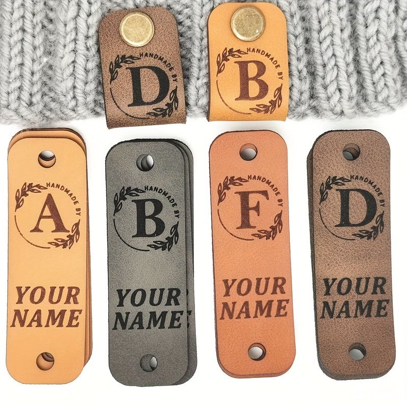 Custom Orange Artificial Leather Label Set With 20 Labels And 20 Sets Of Chicago Screws For DIY Crafts Customizable Name And Content - Image 4