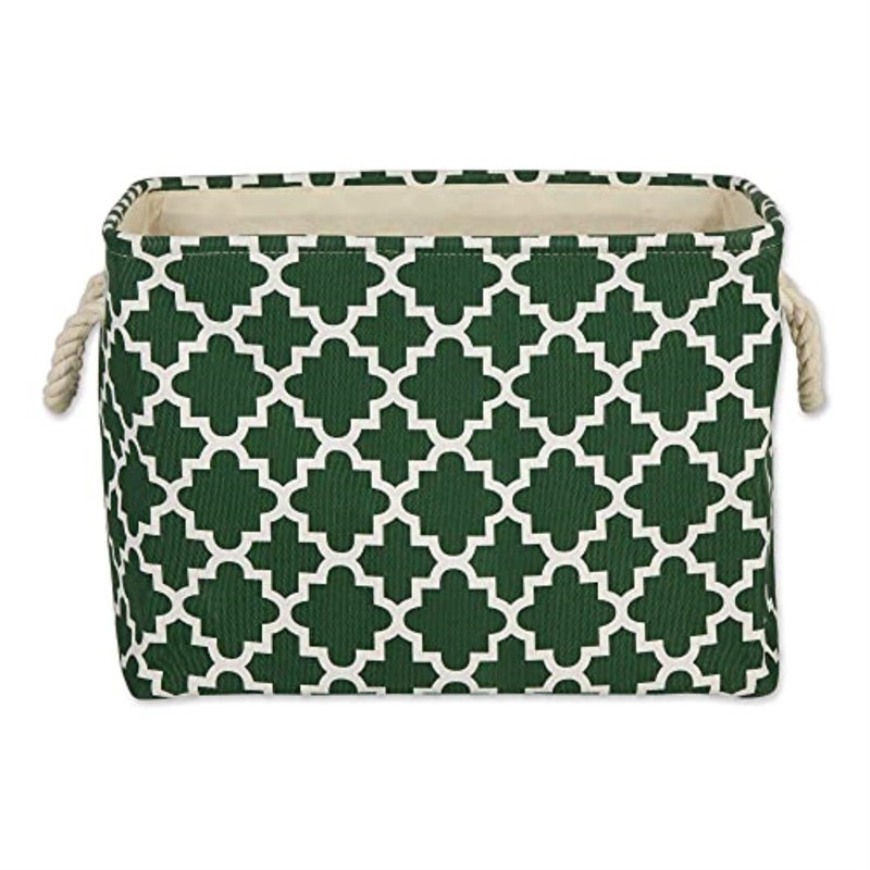 ديزاين إمبورتس DII Polyester Bin Lattice Hunter Green Rectangle Small - Image 2