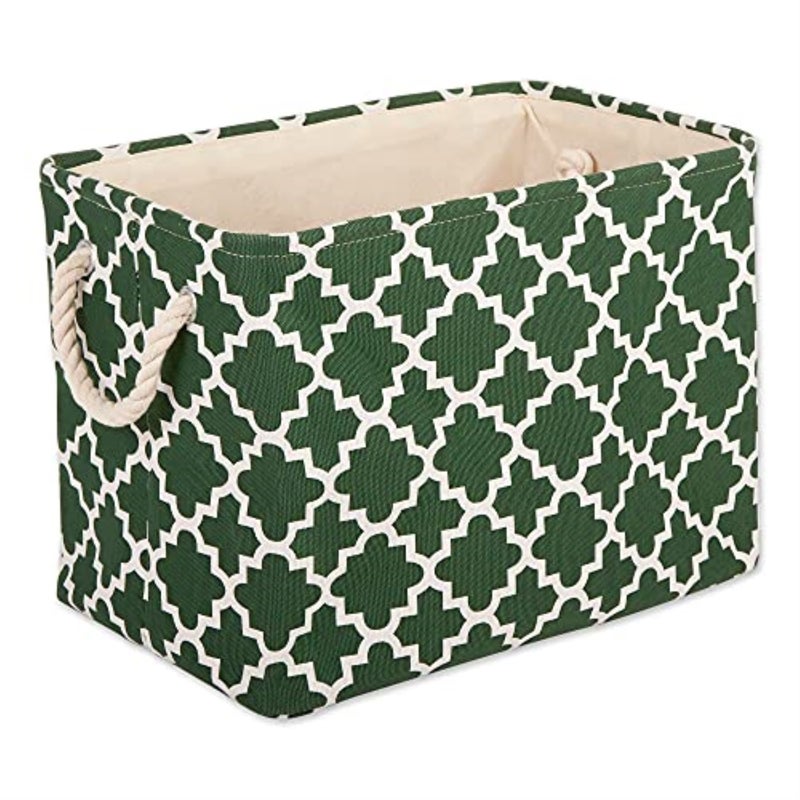 ديزاين إمبورتس DII Polyester Bin Lattice Hunter Green Rectangle Small - Image 1