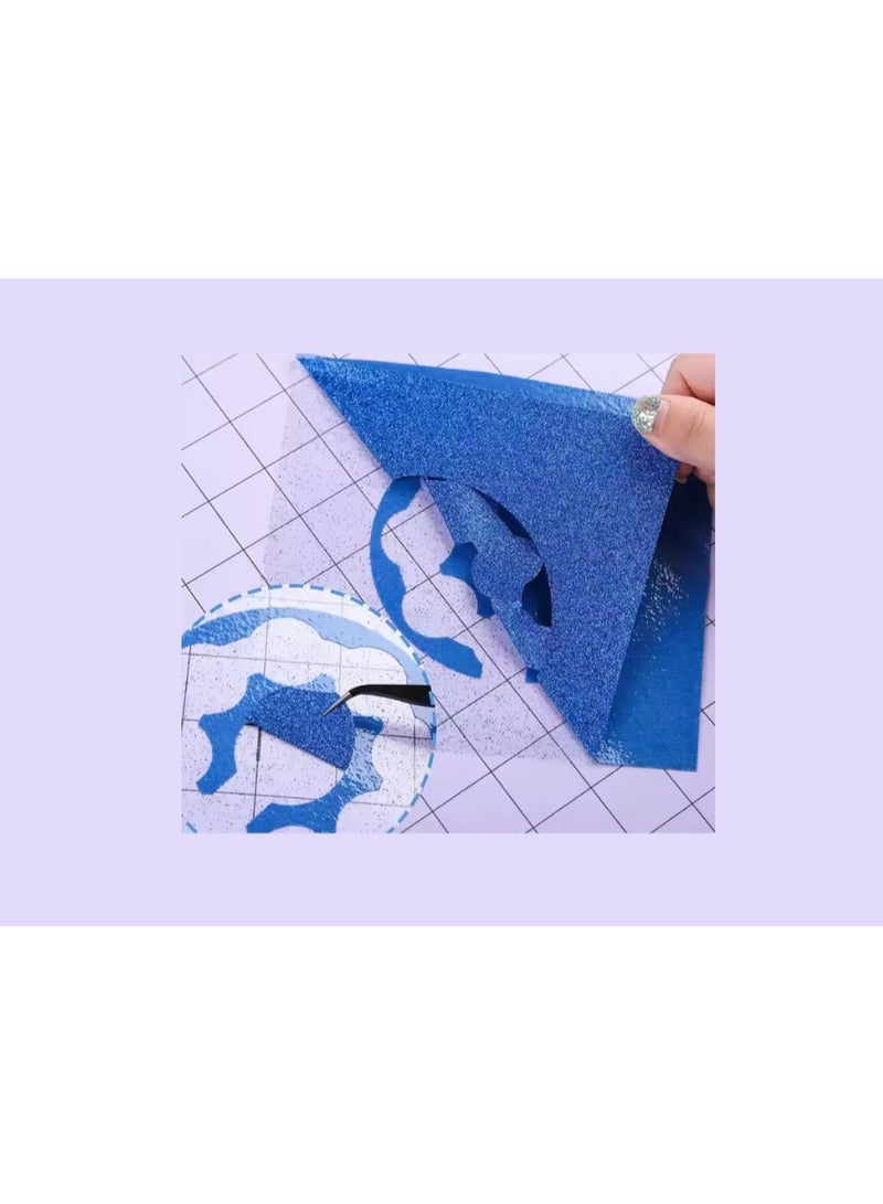 Kalon KALON® Blue Glitter Heat Transfer Vinyl Roll 12'' x 10ft 3 Meter for T-Shirts, Bags,fabric.Craft Hats & Shoes – Premium Best heat transfer vinyl for t-shirts HTV vinyl for heat press machine - Image 4