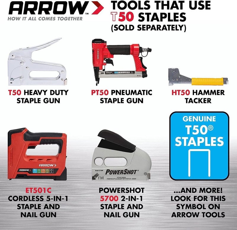 508 Heavy Duty T50 1/2-Inch Staples for Upholstery, Construction, Furniture, Crafts, 1250-Pack - Image 3