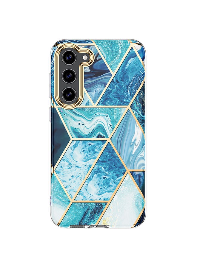 O Ozone Marble Bundle for Samsung Galaxy S23 Plus Case + Galaxy Buds Case Full-Body Smooth Gloss Finish Marble Shockproof Bumper Stylish Cover(Blue) - Image 2