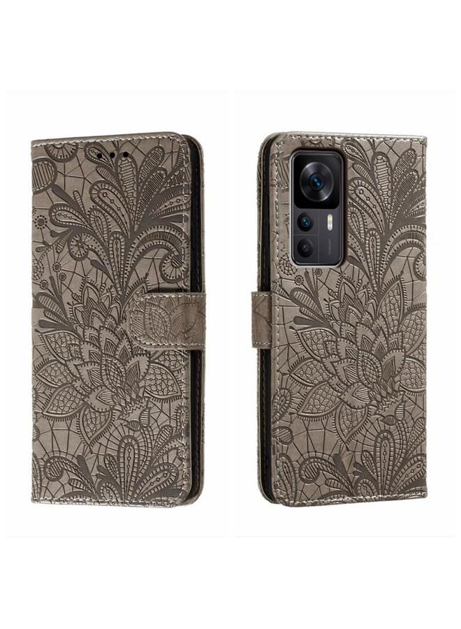 The Bros Case For Xiaomi Redmi K50 Ultra Lace Flower Embossing Flip Leather Phone Case